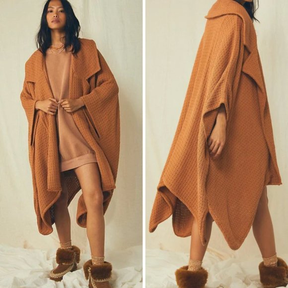Free People Sweaters - FREE PEOPLE Oversized Waffle Knit Poncho